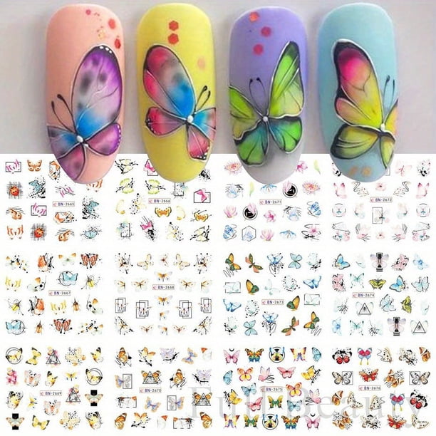 12 pcs Japanese Cherry Blossom Nail Sliders - Water Transfer Stickers for Spring Nail Art Decoration