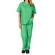 thumbnail image 1 of Uniforme de trabajo de enfermería con cuello en V y bolsillo de color sólido europeo y americano para mujer, 1 of 5