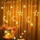 thumbnail image 2 of 1pc LED Fairy String Curtain Window Lights Twinkle Star And Moon Light USB Home Wedding Festival Birthday Party Decor, Romantic Decoration For Indoor Outdoor, 137.8inch/11.48ft, 2 of 4