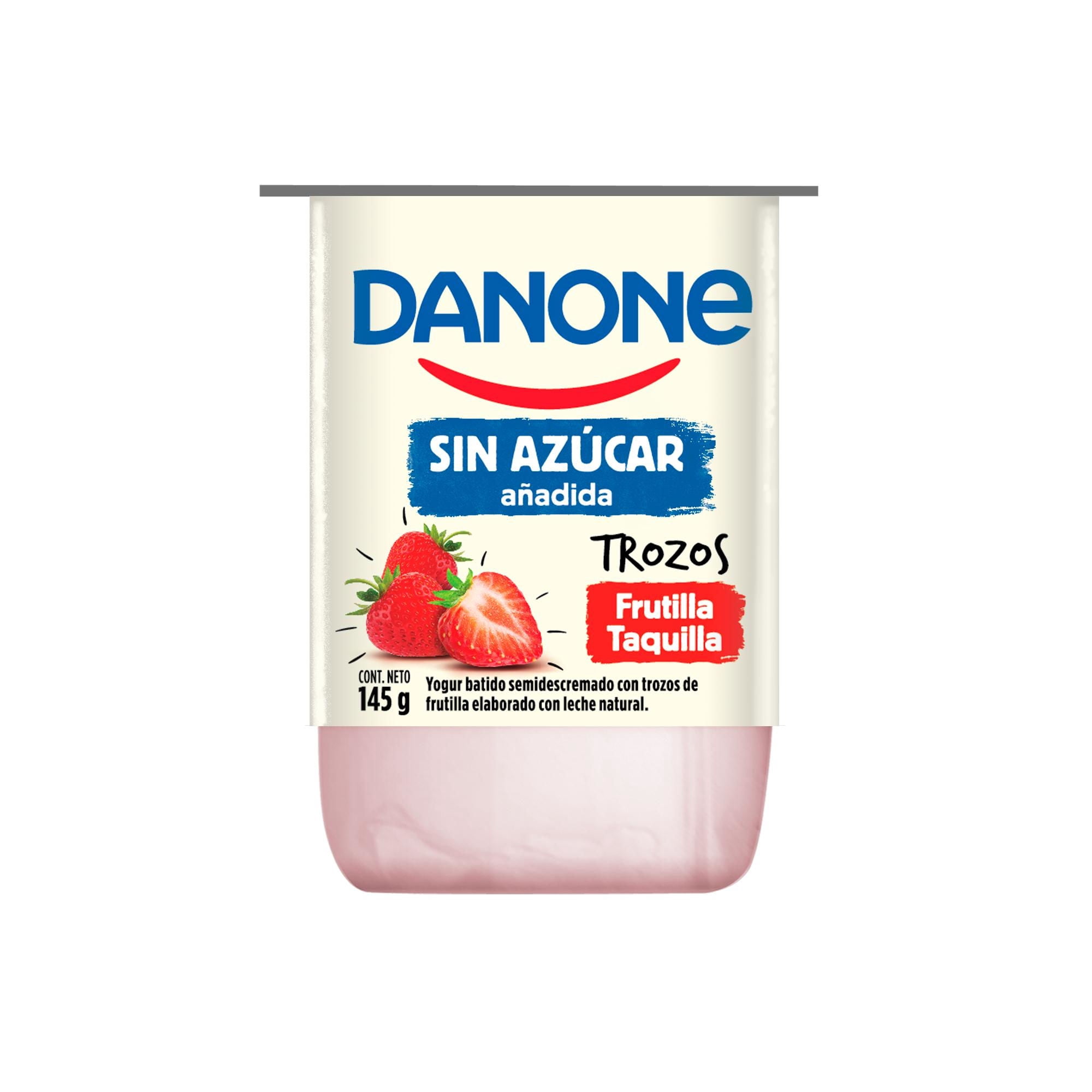 Yogurt Sin Azucar Anadida con Trozos de Frutilla, 145 g