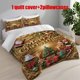 thumbnail image 1 of 3pcs Merry Christmas Golden Wishes Themed Printed Bedding Set Duvet Cover and Pillowcases, 1 of 5
