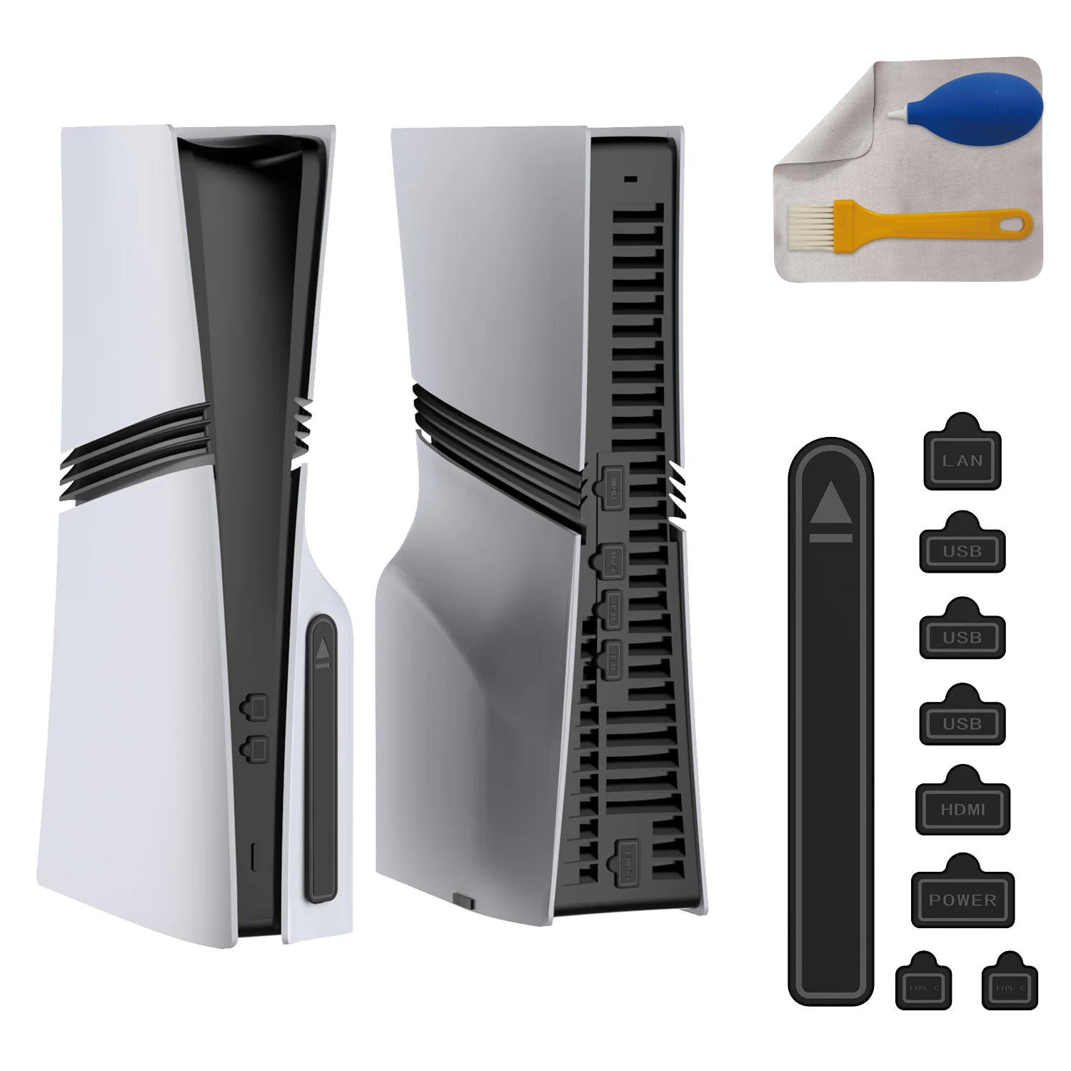 Genérico - Set De Tapas Antipolvo Compatible Con Ps5 / Slim / Pro, Se Ajusta A Las Ediciones De Disco Y Digital, Kit De Cubiertas De Puertos Antipolvo