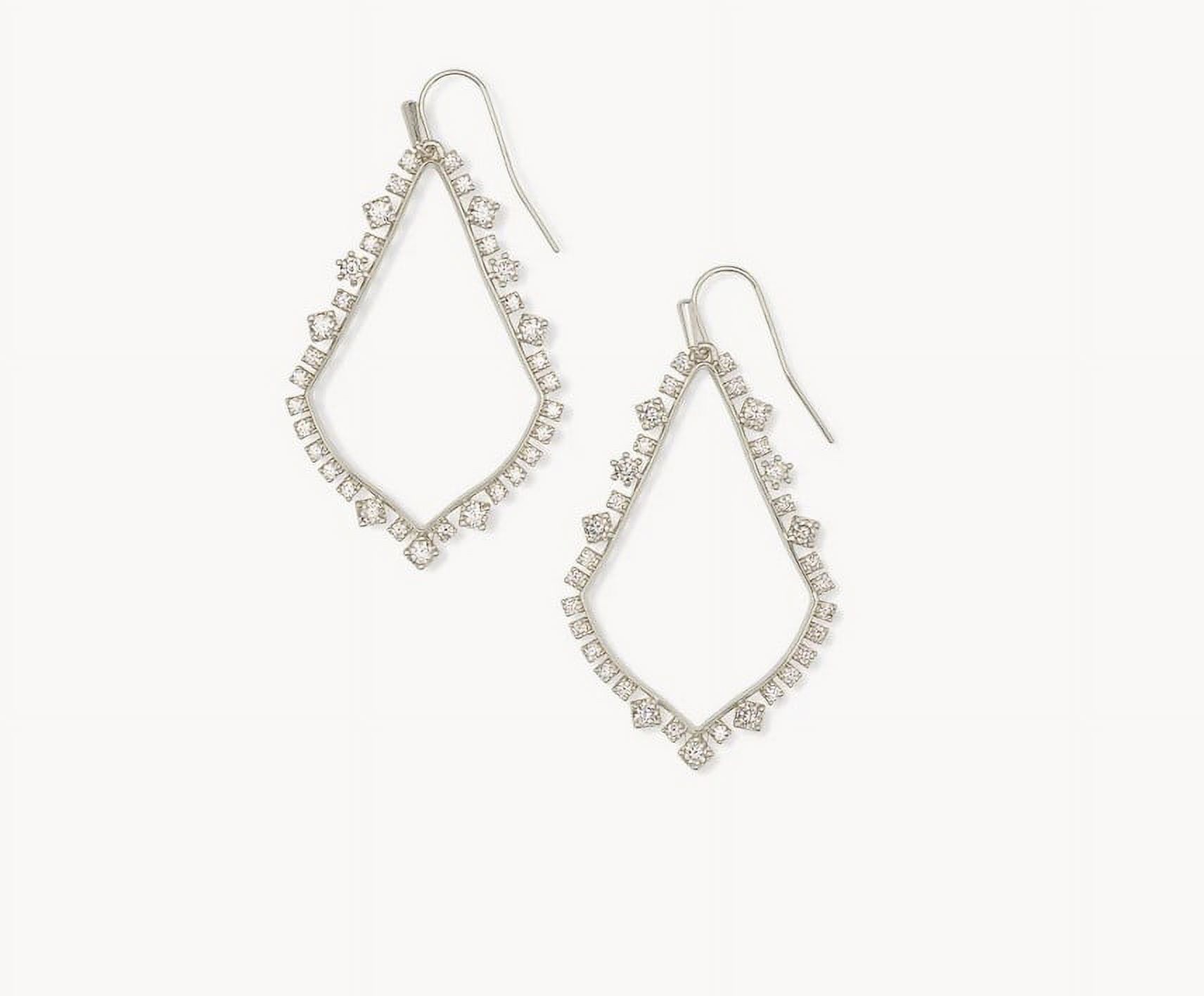 Aros Kendra Scott Elegantes Pendientes Elle Para Mujer En Metal Bañado En Rodio Blanco Con Circonita - Talla Única - Modelo 4217709672