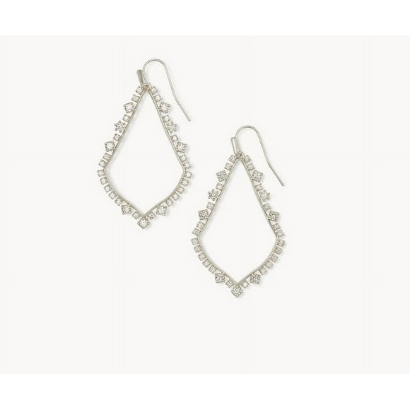 Aros Kendra Scott Elegantes Pendientes Elle para Mujer en Metal Bañado en Rodio Blanco con Circonita - Talla Única - Modelo 4217709672