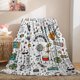 thumbnail image 2 of Music Throw Blanket Soft Lightweight Plush Flannel Fleece Blanket with Retro Musical Equipment Print Pattern for Couch Sofa Bed Travel All Season Blanket for Baby Kids Boys Girls, 2 of 5