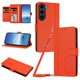 thumbnail image 1 of Funda Cartera Trébol para Samsung Galaxy S23 con Ranuras Tarjetas y Carga Inalámbrica Naranja, 1 of 6