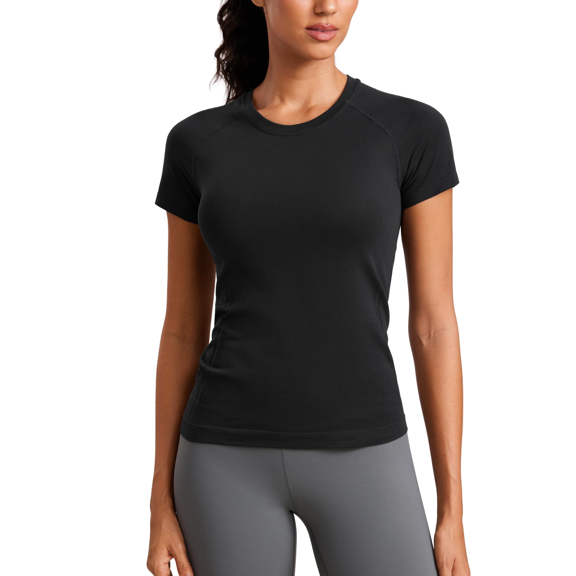 Remera Crz Yoga Small Negra Sin Costuras De Manga Corta