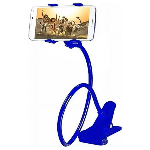 Soporte De Celular Pinza Brazo Flexible Mesas Camas Y Autos Azul