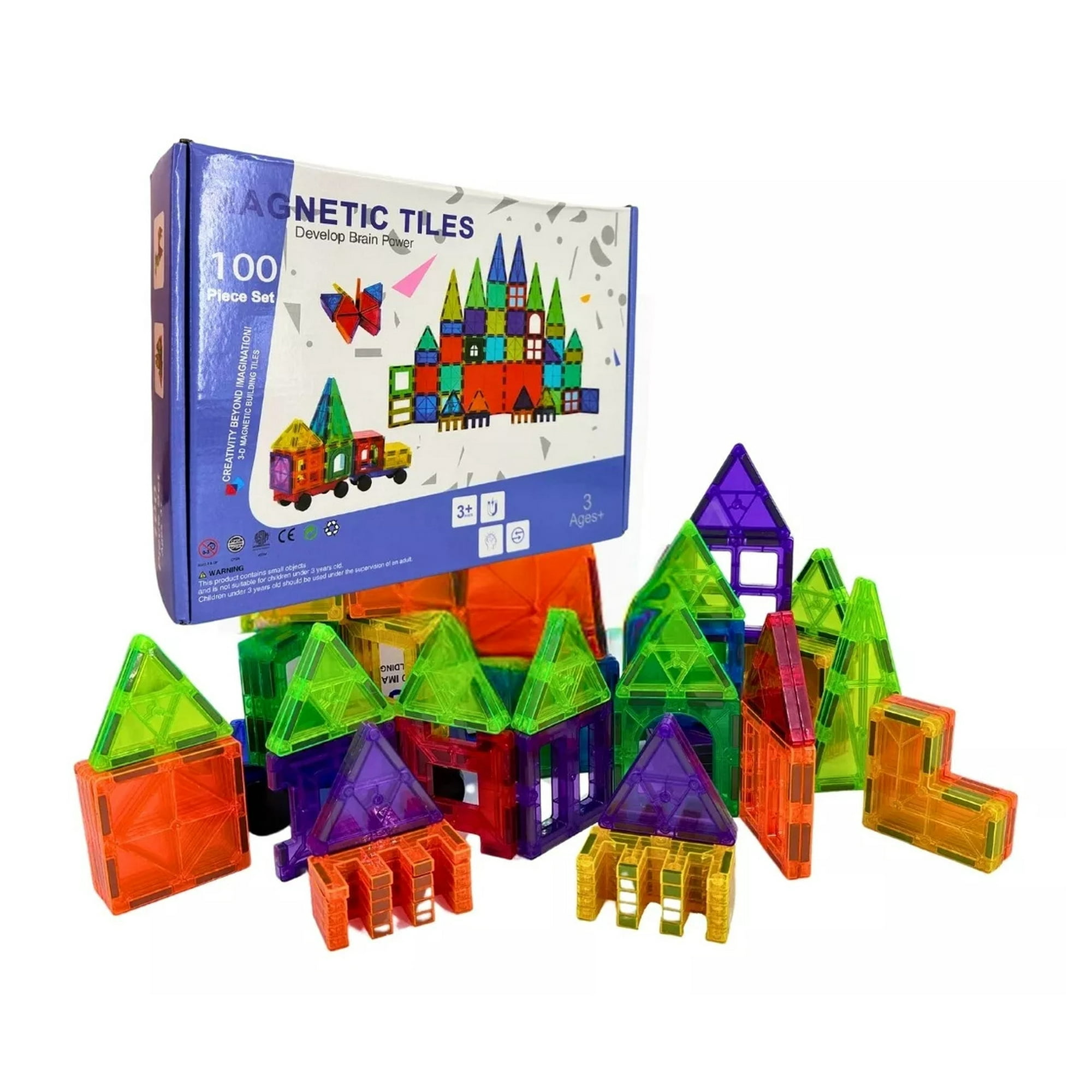 Set De Construcción Magnético Imán 100 Piezas Magnetic Tiles