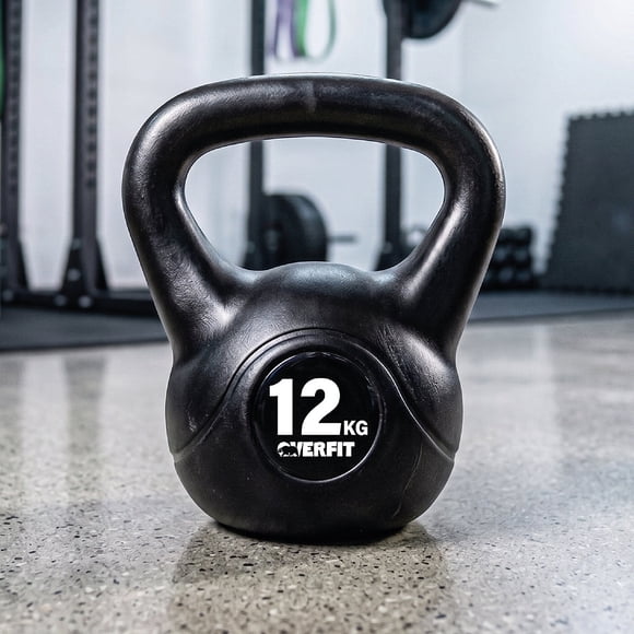 Pesa Rusa Kettlebell 12kg Overfit Entrenamiento PVC Cemento Asa Ergonómica