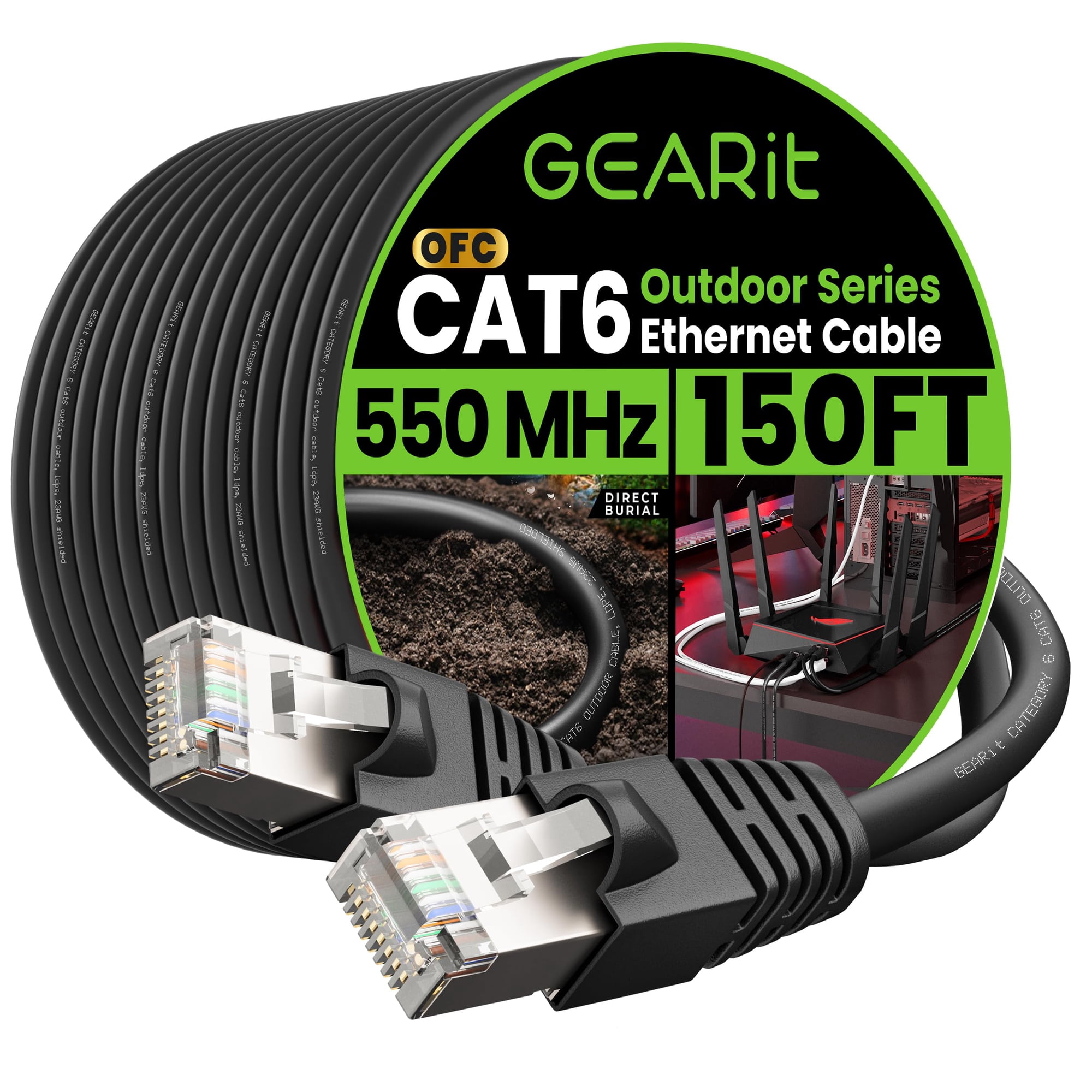 Cable Ethernet Gearit Cat6 Outdoor, 150 Pies, 23 Awg, Cobre Puro