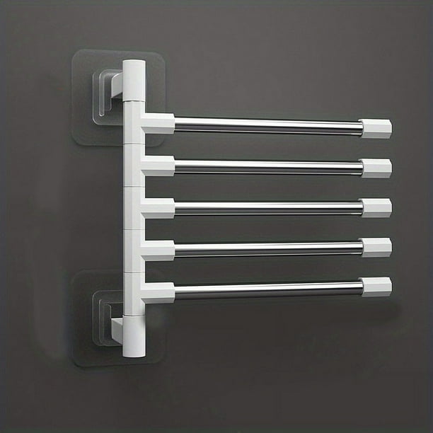 1pc Bathroom Punch-free Wall Hanging Rotating Towel Rack, Toilet Shelf, Multi-layer Hanging Rod, Washroom Hanging Folding Rack