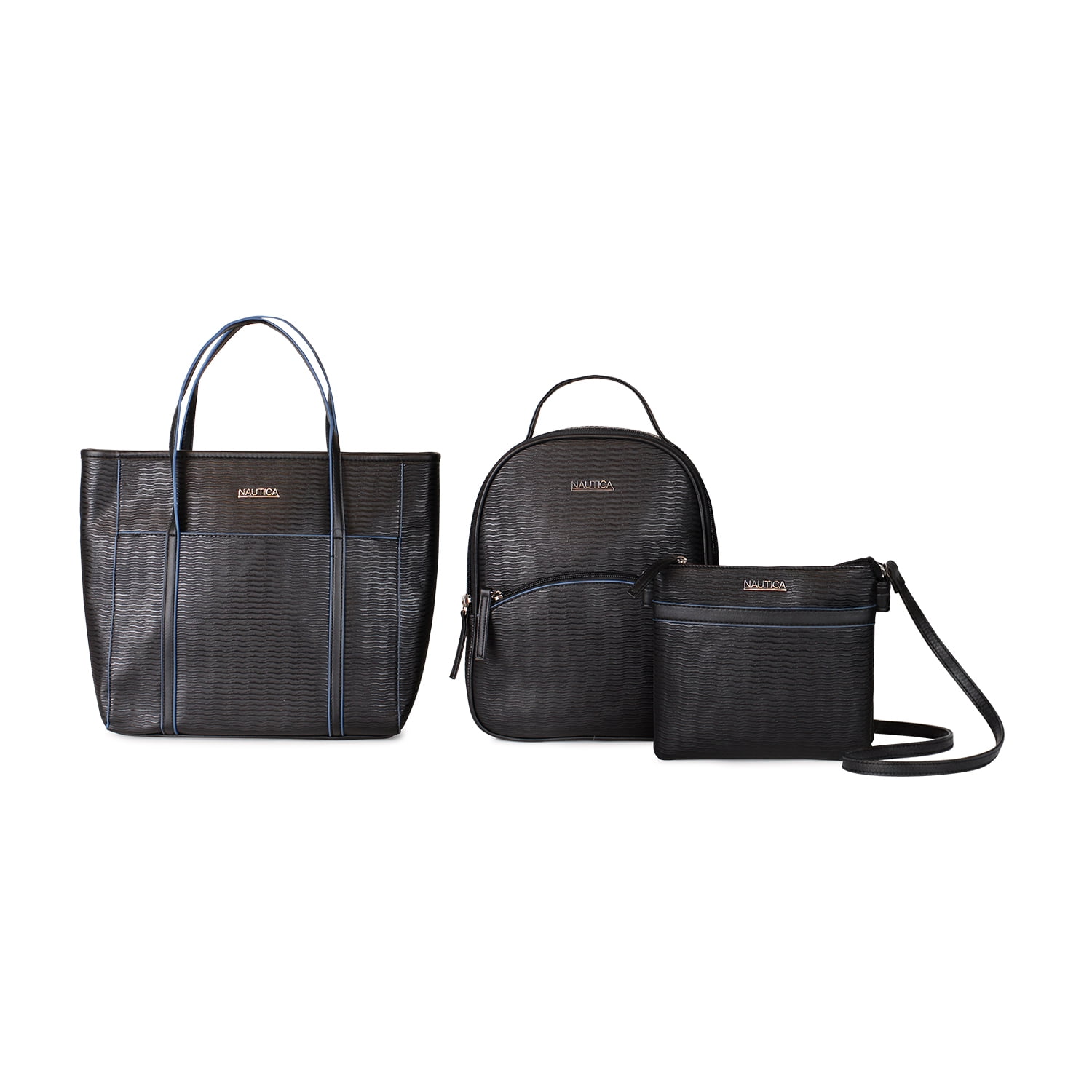 Pack Leeway Nautica Mochila + Cartera + Bandolera Negra