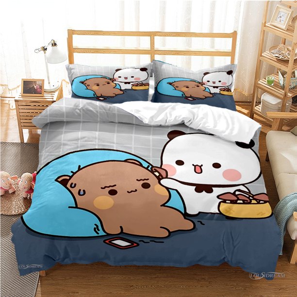 Cute Bubu Dudu Cartoon Bear Panda Duvet Cover kawaii Bedding sets Soft Quilt Cover and Pillowcases Single_Double_Queen_King Kid