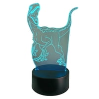 Lelumania - Lampara Ilusion 3D Dino Velociraptor 7 Colores, Base Touch