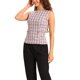 thumbnail image 4 of INSPIRE CHIC Top de Tweed para Mujer sin Mangas Cuello Redondo Estampado de Cuadros Cintura Cremallera Hebilla Espalda Blusa Tops XS Rosa Blanco, 4 of 6