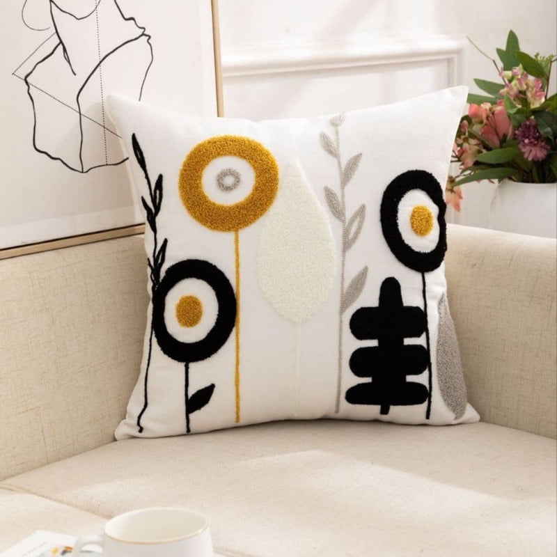 Genérico - Pack De 2 Cojines + 2 Fundas Bordadas Con Cierre Oculto Medida 45x45cm