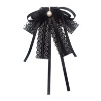 Magideal - Cinta De Encaje Pajarita Con Perla De Lazo Negro Broche Broche Colgante Para Accesorios De Ropa De Boda Blusa De Estudiante De Bricolaje