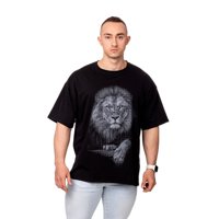 Sigel - Polera Hombre Oversize Estampado King Lion Negro Talla L