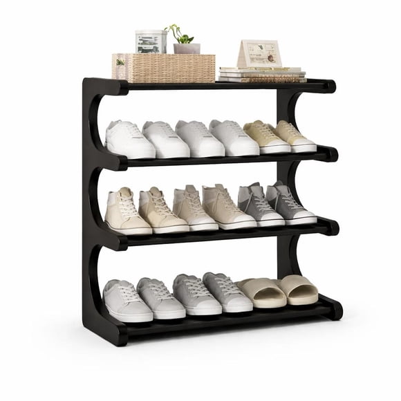 Zapatero Organizador 4 Niveles Negro Multiusos Para Dormitorios