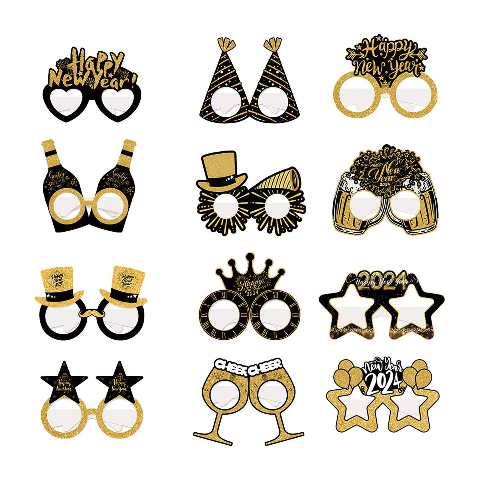 Magideal - 12 Piezas Gafas De Año Nuevo Accesorios Para Fotos De Año Nuevo Fantasía Creativa 2024 Gafas De Año Nuevo Decoración De Año Nuevo Para Adultos Niños V