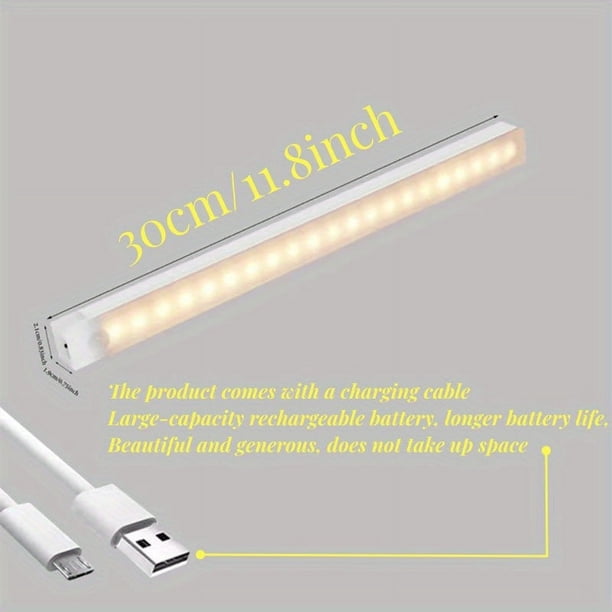 1pc LED Motion Sensor Cabinet Light, Under Counter Closet Lighting, Wireless Magnetic USB Rechargeable Kitchen Night Lights, Battery Powered Operated Light For Wardrobe Closets Cabinet Cupboard Stair