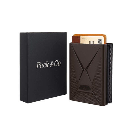 Pack & Go Chile - Billetera Tarjetero Fibra De Carbono Genuino Ultra Resistente Anticlonación Pop Up Negro / Serie Carbón