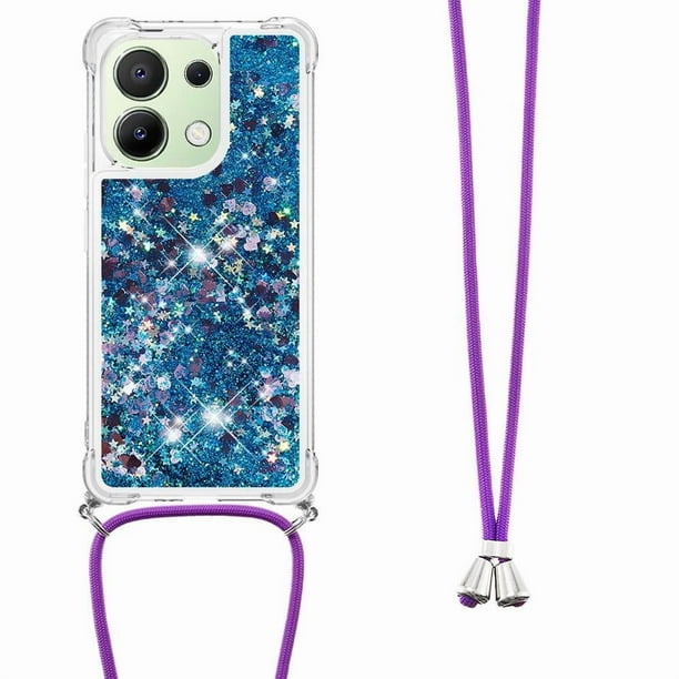Funda FOXDOCK para Xiaomi Redmi Note 13 4G con Cuerda Ajustable, Brillo Líquido, Protección Antigolpes y Lente – Ideal para Regalo