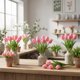 thumbnail image 2 of Ramos De 9 Tulipanes Flores Artificiales Decoración Hogar rosa Talla Única, 2 of 7
