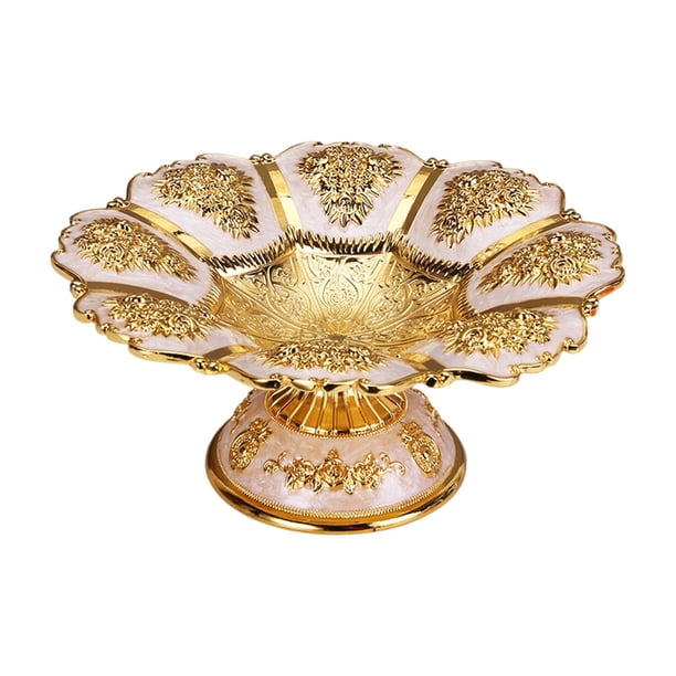 Gorgeous Fruit Platter Holder Metal Pattern europeo W / Base Cake Stand Dip Bowls Rack para cocina Nuts Snack Decoración para hogar dorado