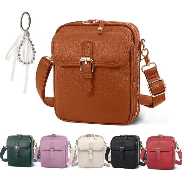 Bolso bandolera mujer retro piel sintética hombro mensajero cartera integrada ranuras tarjetas antirrobo