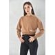 thumbnail image 1 of Poleron Crop Mujer Café Con Capucha Talla M, 1 of 3