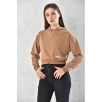 Home Fashion - Poleron Crop Mujer Café Con Capucha Talla L