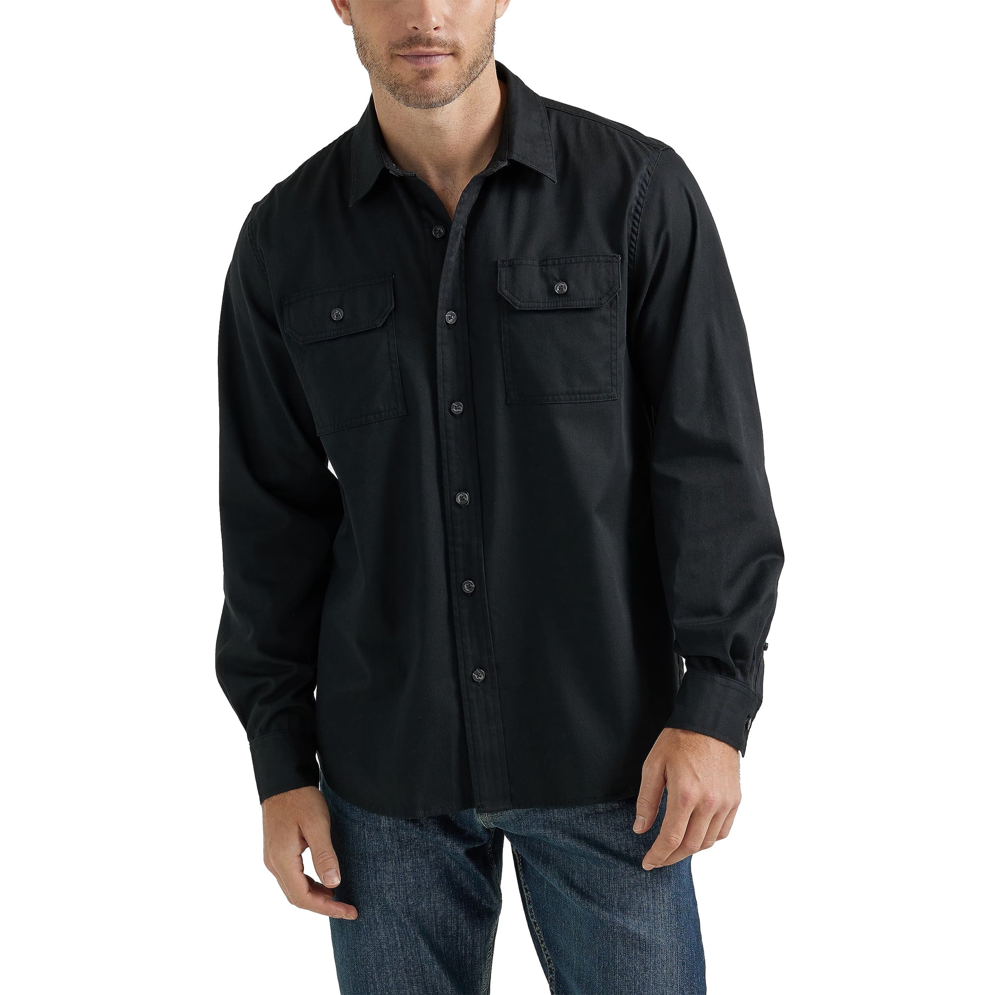 Camisa Wrangler Authentics De Manga Larga Clásica Para Hombre Negra