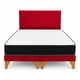 thumbnail image 4 of Set de cama 2 plazas Mueblería Draje, felpa roja, respaldo lineal, con colchón, 4 of 6