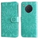 thumbnail image 1 of Funda tipo cartera FOXDOCK para Huawei Nova 8i , diseño girasol en relieve, cuero PU, cierre magnético, soporte y tarjetero, 1 of 5