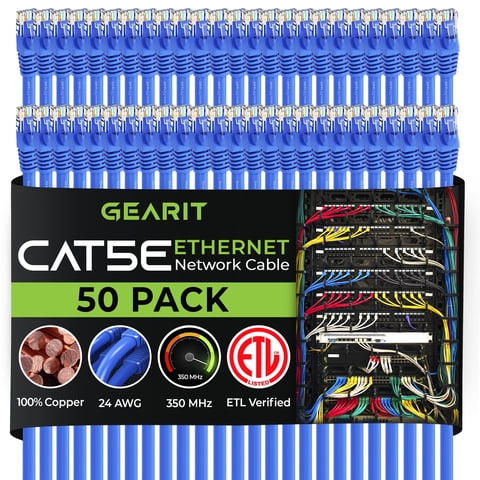 Cable De Conexión Ethernet Gearit Cat5E De 0,6 M, 50 Unidades, Azul