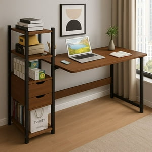 Space Home - Escritorio Trinity Oficina Con 2 Gavetas Y Estante Marron