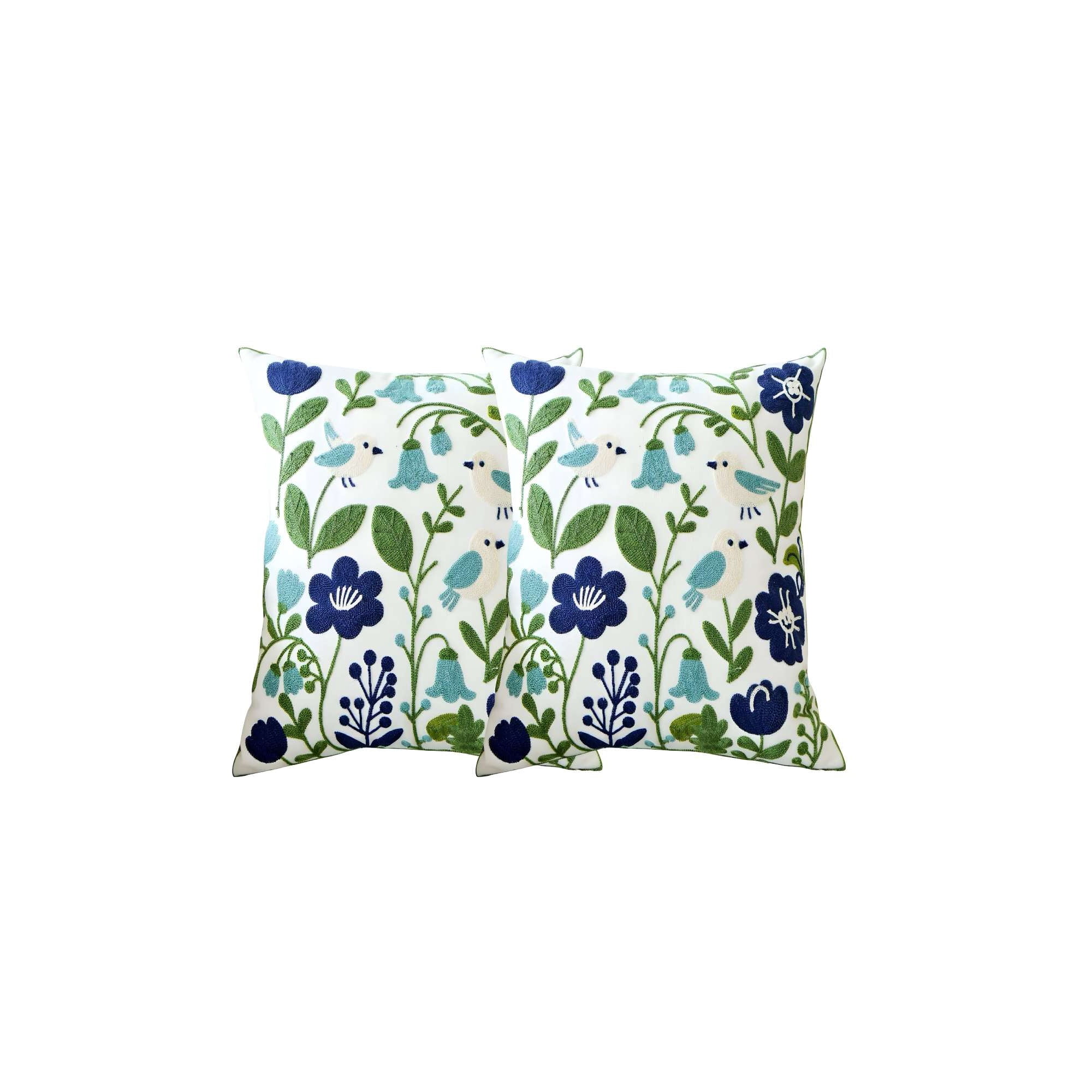 Genérico - Set De 2 Fundas De Cojin Bordadas 45x45 Blanco 01