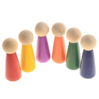 Magideal - 6 Piezas Montessori Rainbow Peg Dolls Figuras De Personas Pequeñas Juego De Imaginación Educativo Para Diy Craft Graffiti Juguetes Decoración Niños Ni