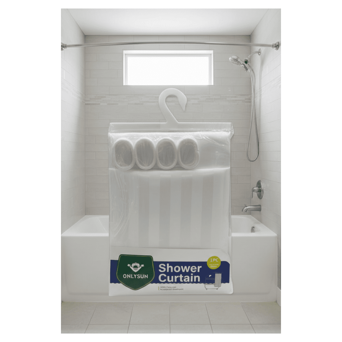 Genérico - Cortina De Ducha Blanca 100% Poliéster Con Tratamiento Impermeable - Incluye Ganchos