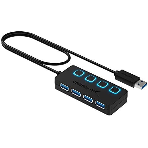 Concentrador SABRENT USB 3.0 de 4 puertos con interruptores de alimentación