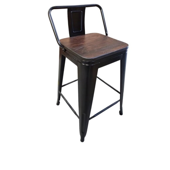 Pack 4 Pisos Negro Tauretes Tolix 66 Cm Altura Departamento Con Madera