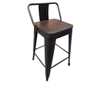 Pack 4 Pisos Tauretes Tolix 66 Cm Altura Con Madera Negro