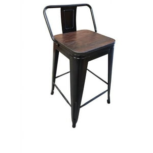 Pack 4 Pisos Tauretes Tolix 66 Cm Altura Departamento Con Madera Negro
