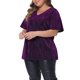 thumbnail image 4 of Agnes Orinda Blusas para Mujer Tallas Grandes Cuello en V Manga Corta Metálica Camiseta Tops de Fiesta 3X Púrpura, 4 of 6