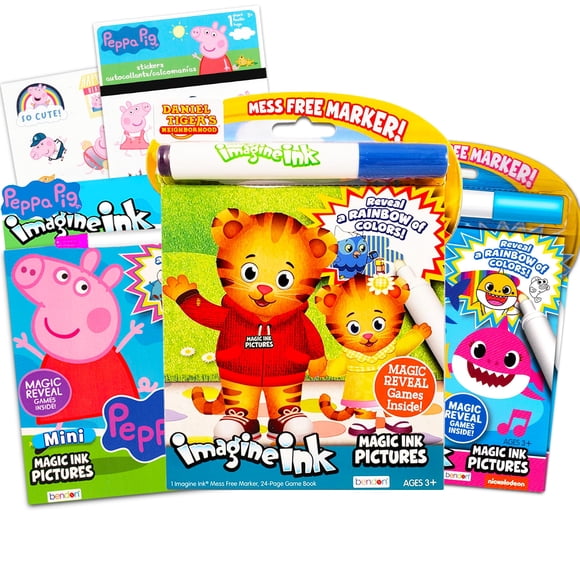 Paquete de libros para colorear Daniel Tiger, Peppa Pig y Baby Shark