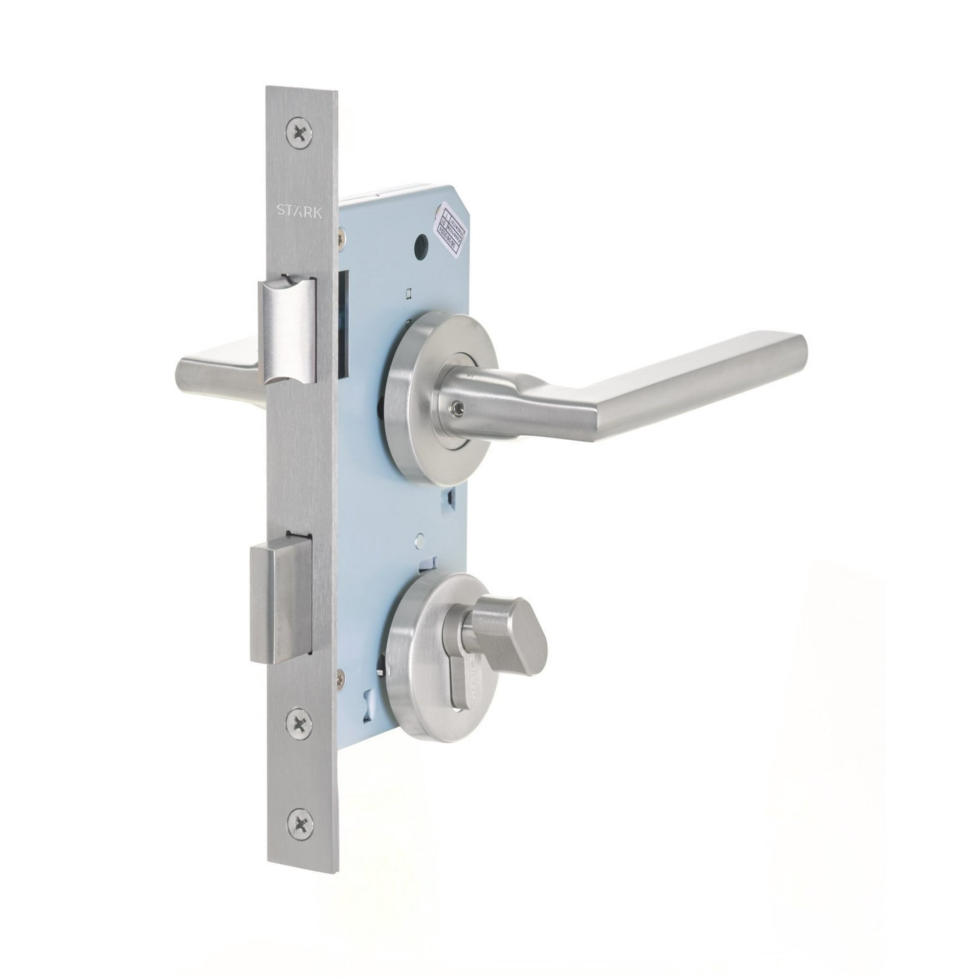 Stark Design - Cerradura De Embutir Puertas De Dormitorios, Bodegas, Oficinas. Cilindro Exterior Y Seguro Interior. Manillas Ambos Lados, Modelo: Maite. (acero Inoxidable 304). Sku: Sde204-ai.kit.maite