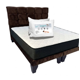 thumbnail image 1 of Cama Dos Plazas con Colchon + Pack de Almohadas Tapizado en Felpa Chocolate Oscuro, 1 of 6