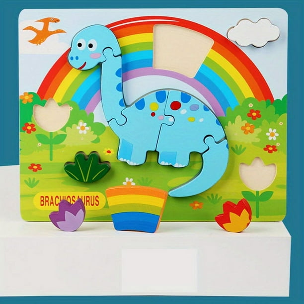 Children's Building Blocks, Wooden Three-dimensional 3D Cartoon Buckle Puzzle, Scene Puzzle Board, Children's Educational Early Education Toys, Wooden